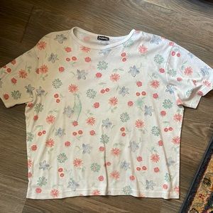 Vintage Bonworth sheer floral printed short sleeve tee